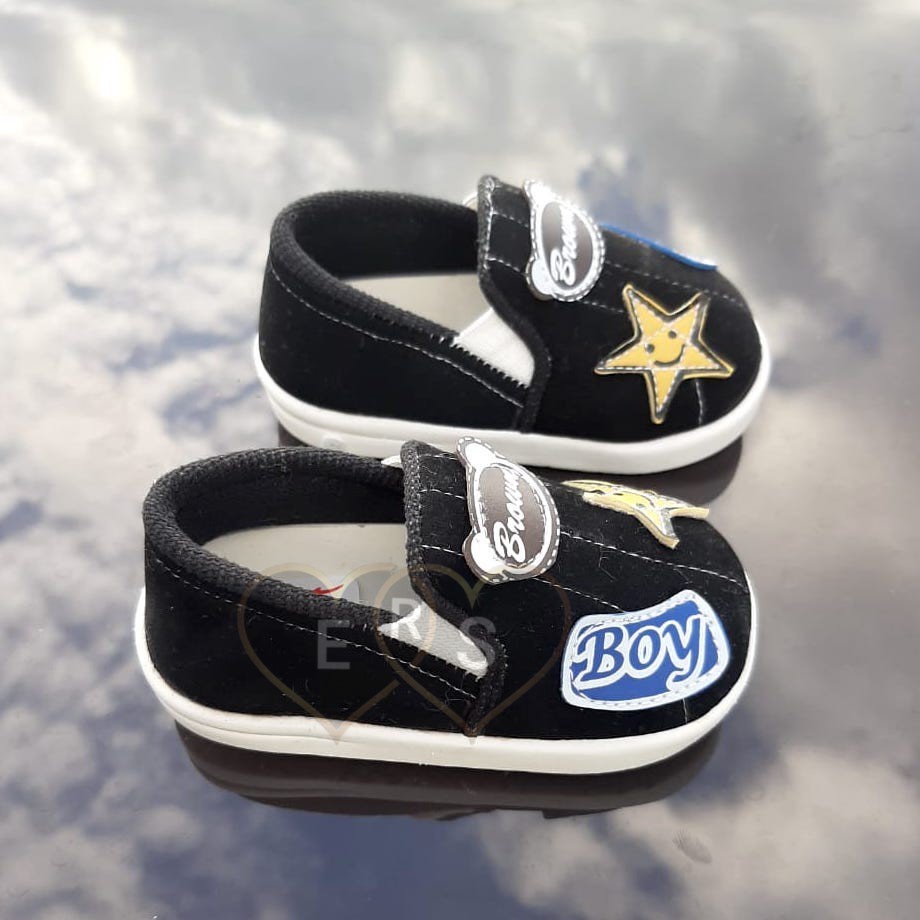 TOKOERS SOL09 Sepatu Slip On Anak Laki Laki banyak motif Umur 1 2 3 thn - boy dan bintang