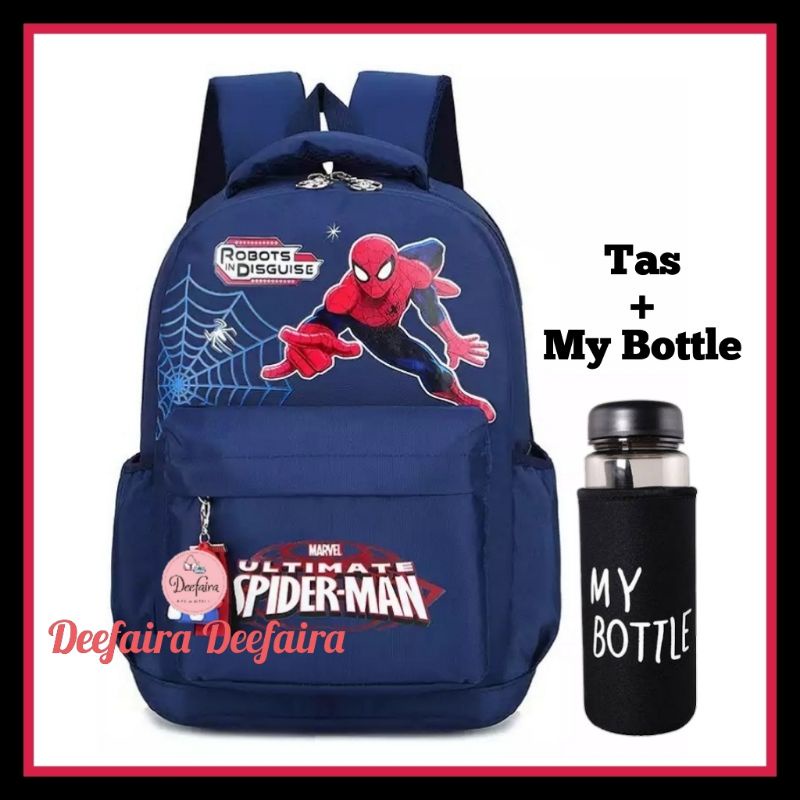 Tas Sekolah Anak Laki Laki Spiderman Backpack Free Bottle