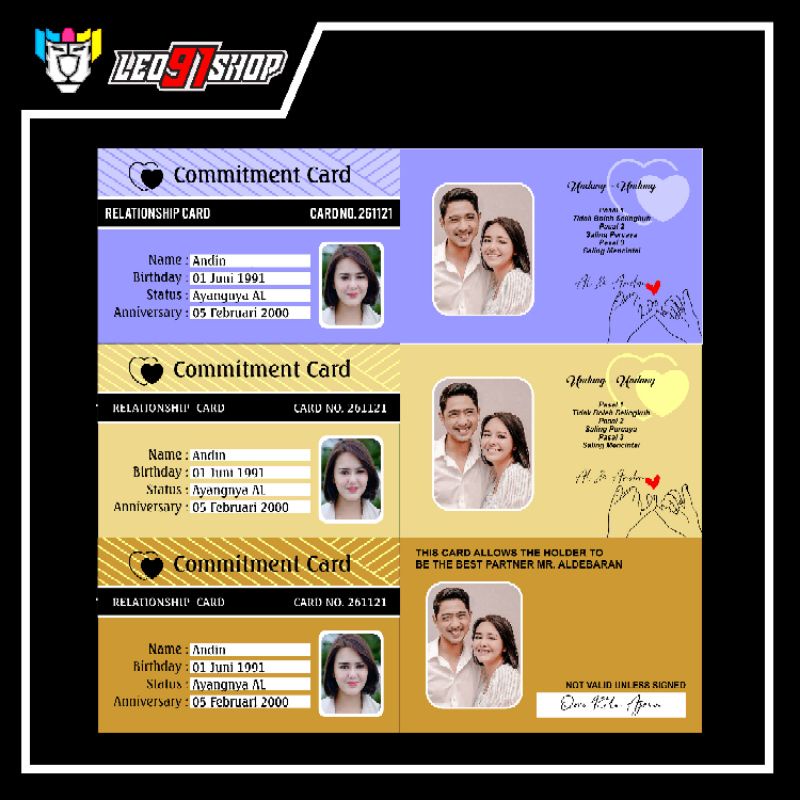 

Kartu tanda pacaran/kartu tanda komitmen/kartu member/id card