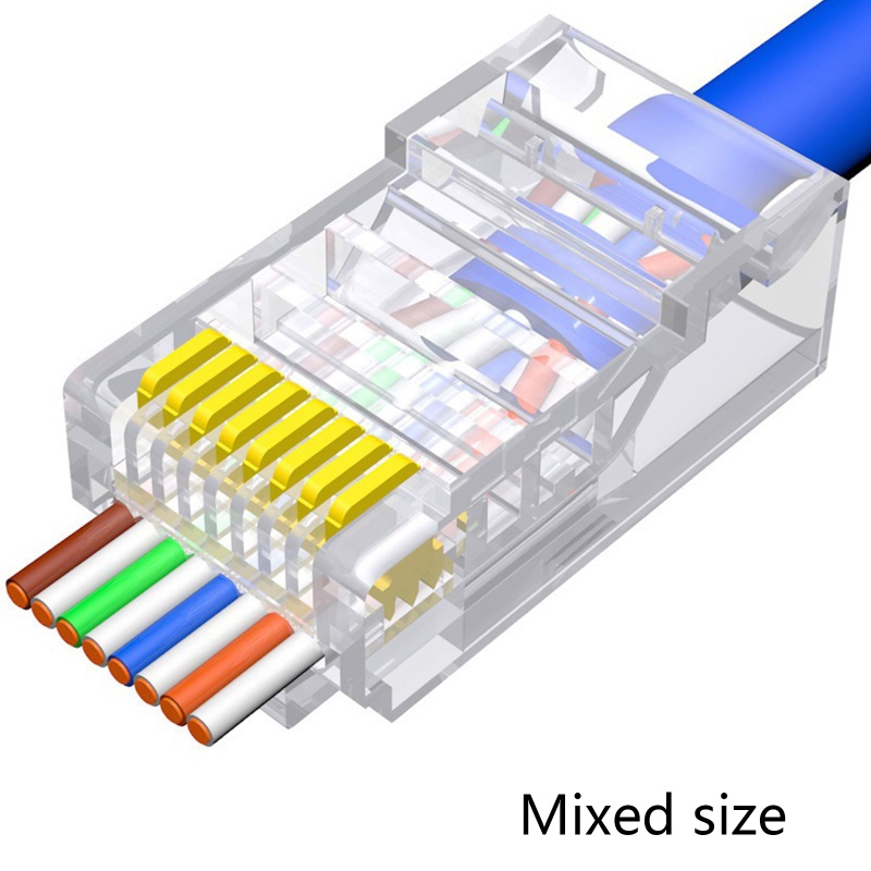 Konektor btsg Cat6 RJ45 Crimp End Colokan Kristal Tool-less LAN UTP Connector 100PCS