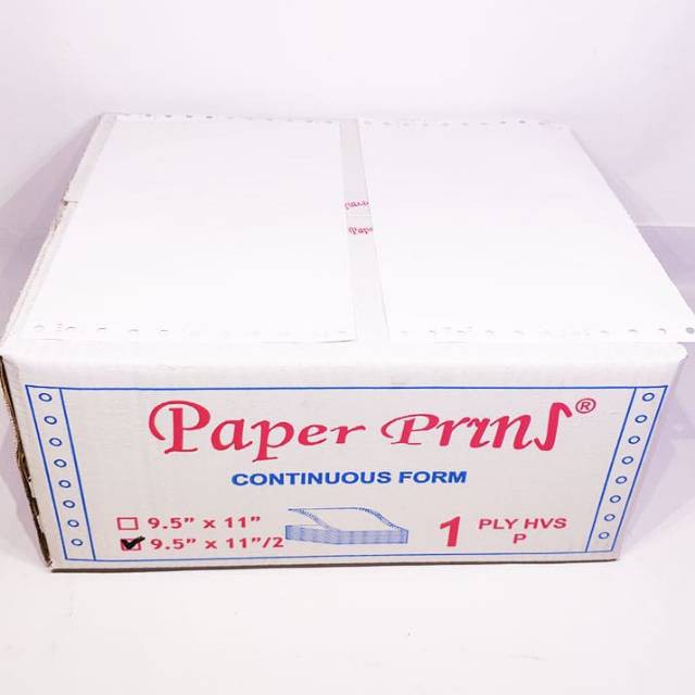 

Continuous Form 9.5 x 11/2 1ply Bagi 2 Paper Pryns