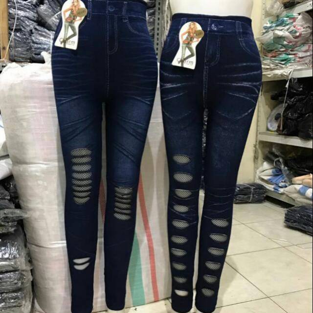 Leging sobek robek bhn shop jeans import stretch