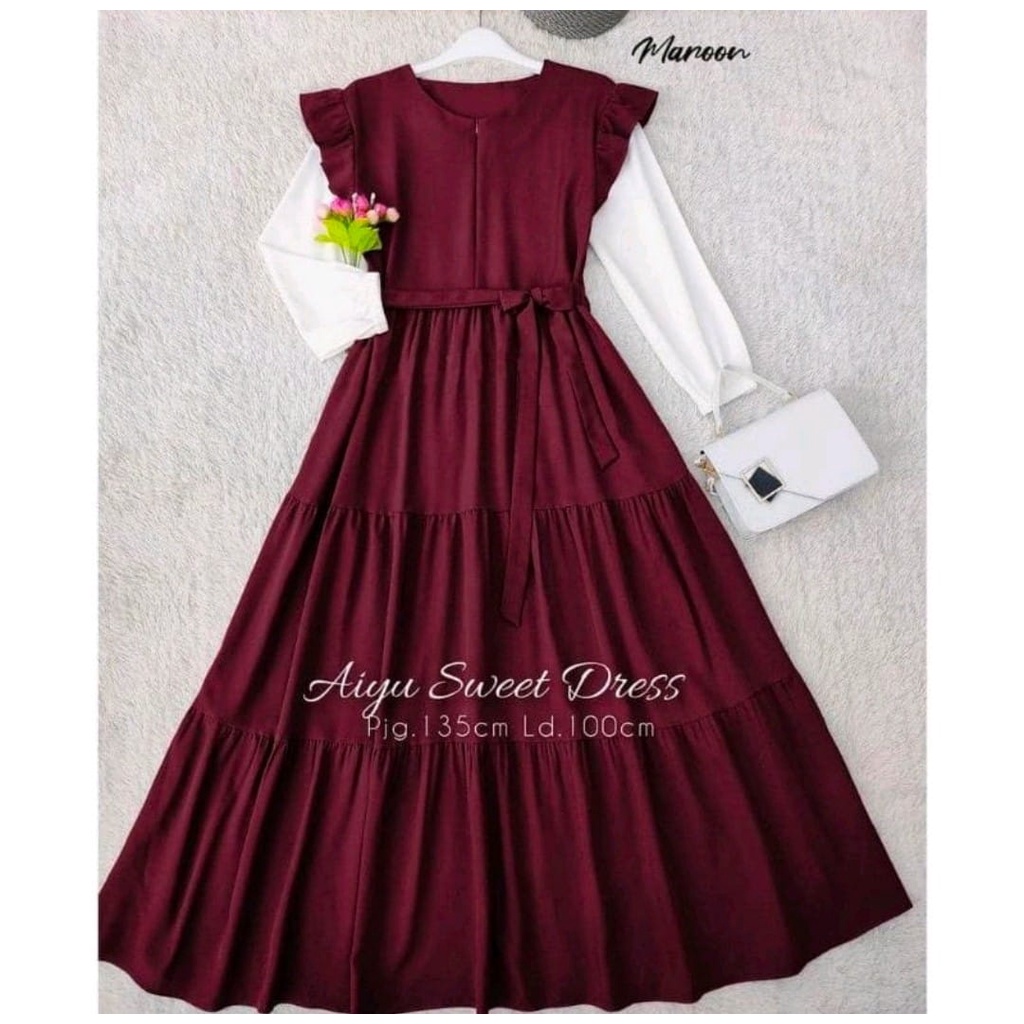 Rillo - Aiyu Sweet Dress/Pakaian Wanita/Dress/Gamis Remaja korean Style