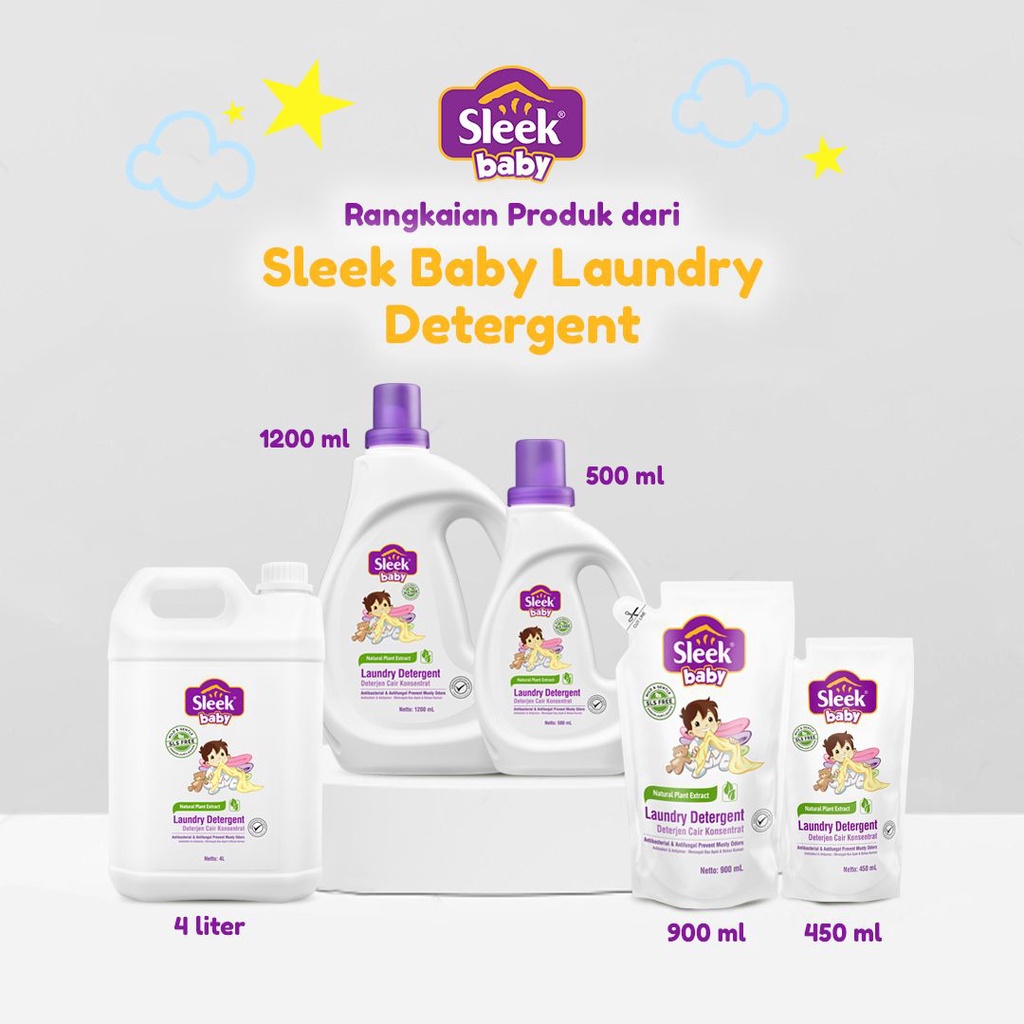 [BPOM] Sleek Laundry Detergen Botol 1200ml / Sleek Baby Deterjen Sabun Pakaian Bayi / Kino / MY MOM