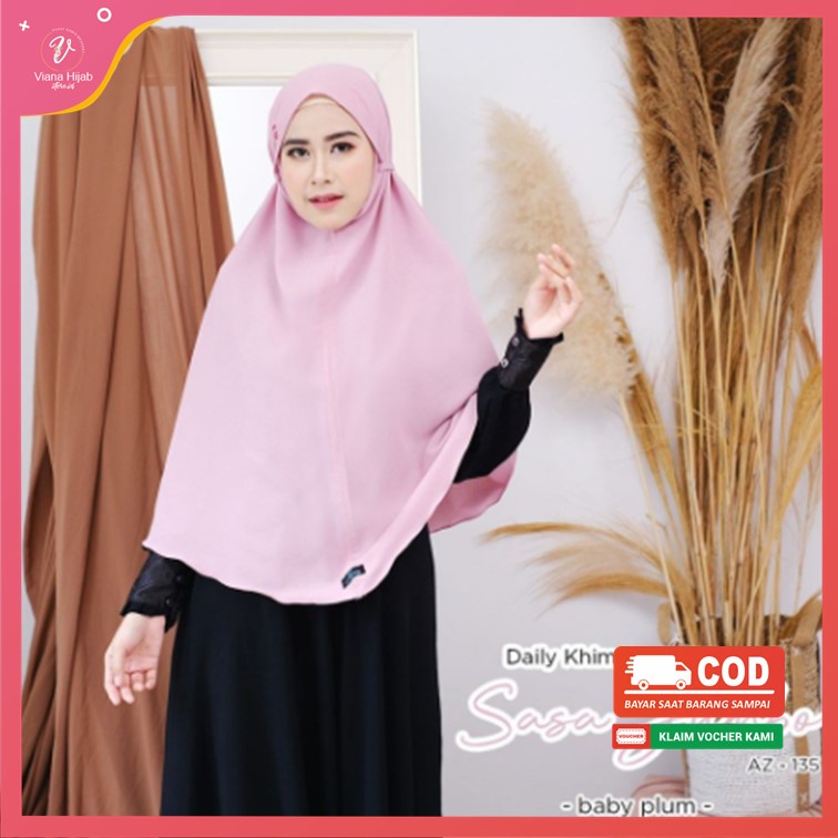 Khimar Syari Jumbo Daily Sasa Non Pad By Azamka Hijab Instan Bahan Bublecrepe Premium Jilbab Dewasa 