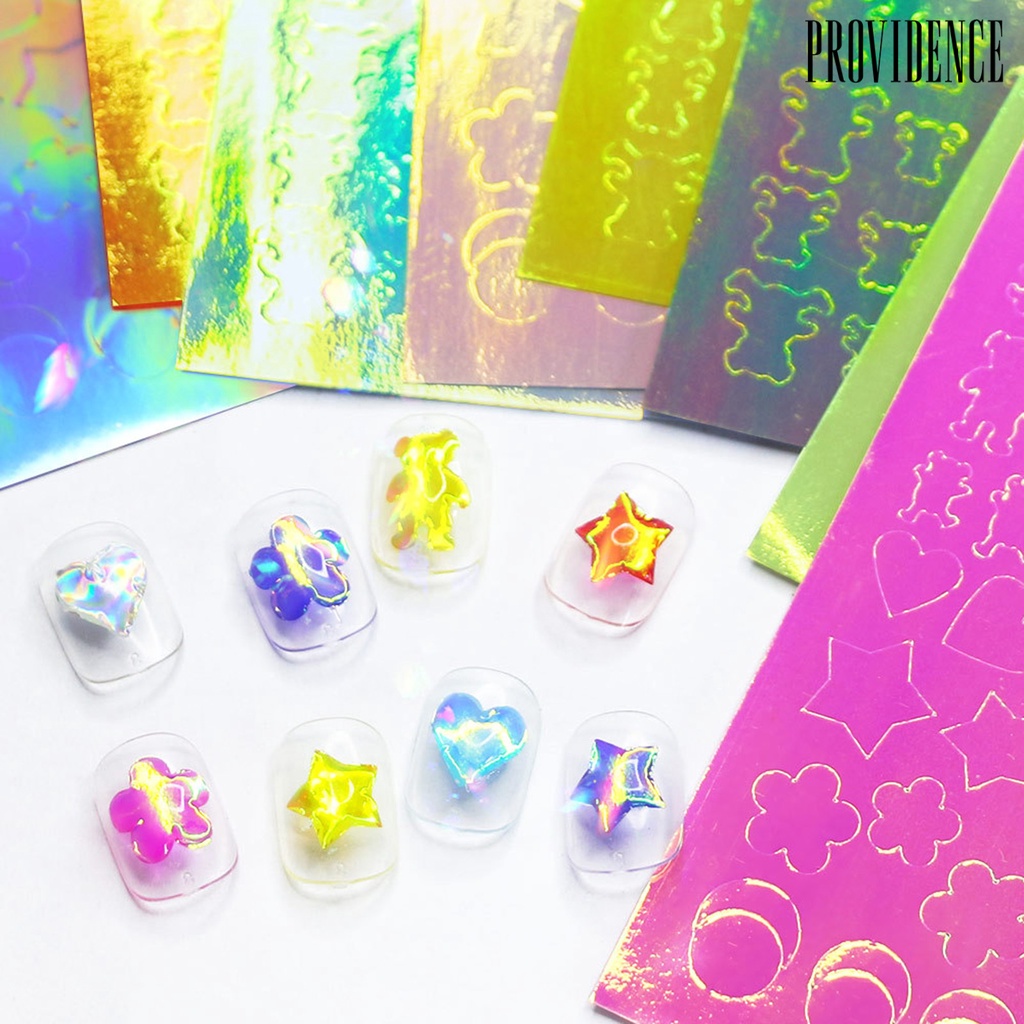 Providence 16pcs / Set Stiker Kuku Motif Aurora Warna-Warni Untuk Nail Art / Manicure Wanita