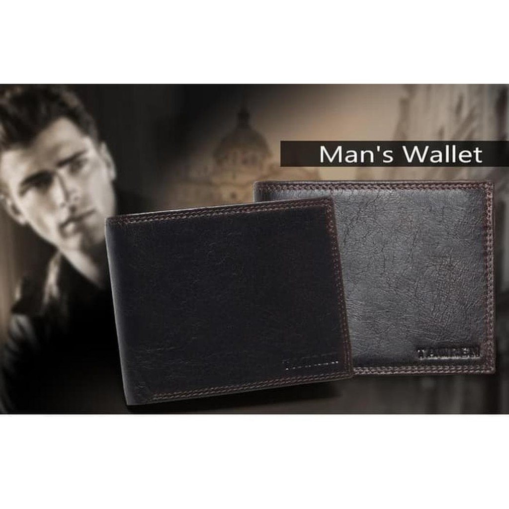 Skycom Tauren Dompet Vintage Pria Simple Elegant Bahan Kulit Sapi