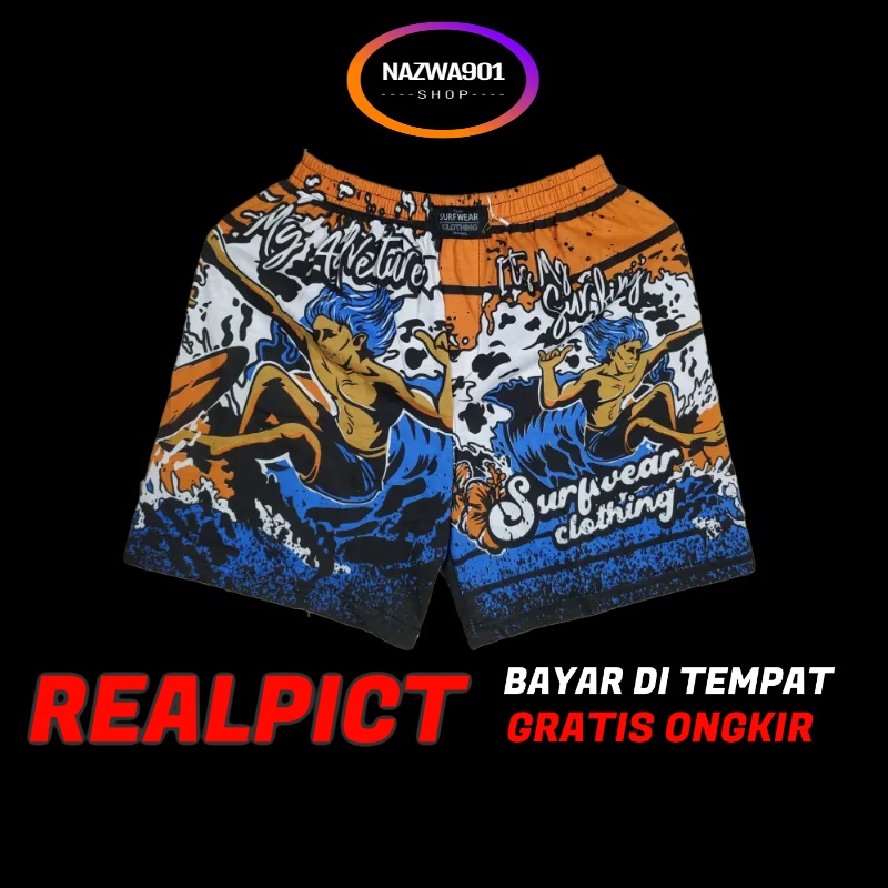 Celana Pendek Bokser Pria Distro Boxer Surfing Cowok Termurah Bahan Katun Combed 30s