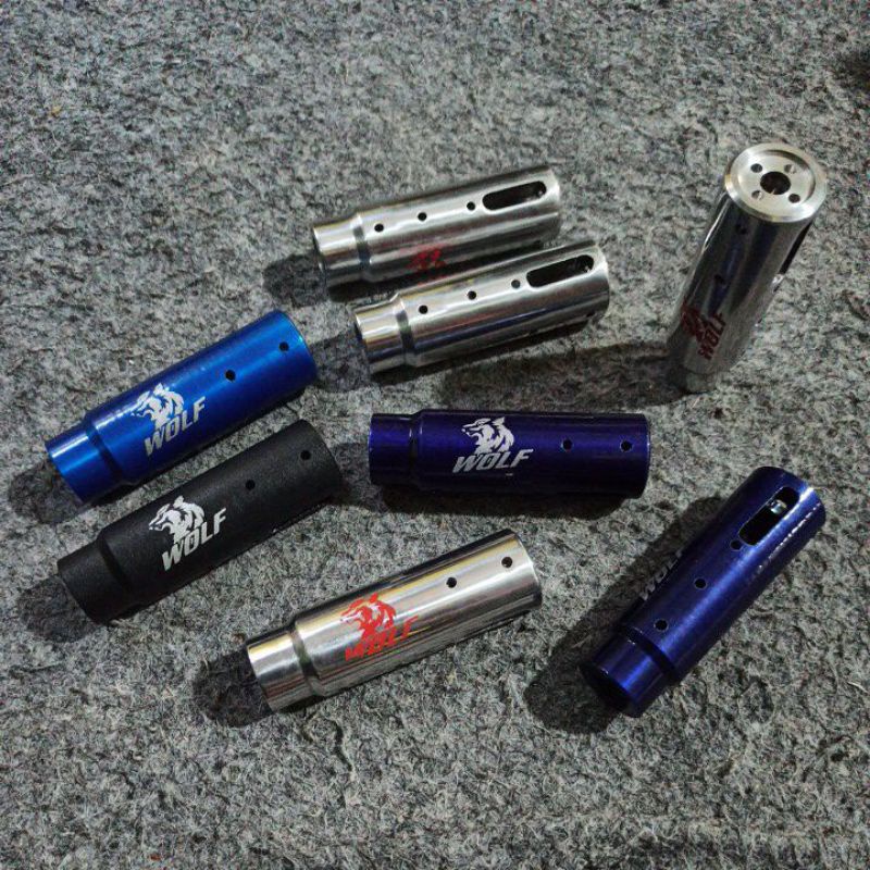 pemecah / muzle break pcp + uklik , sistem drat m12+drat 12,5, od25 panjang 8cm