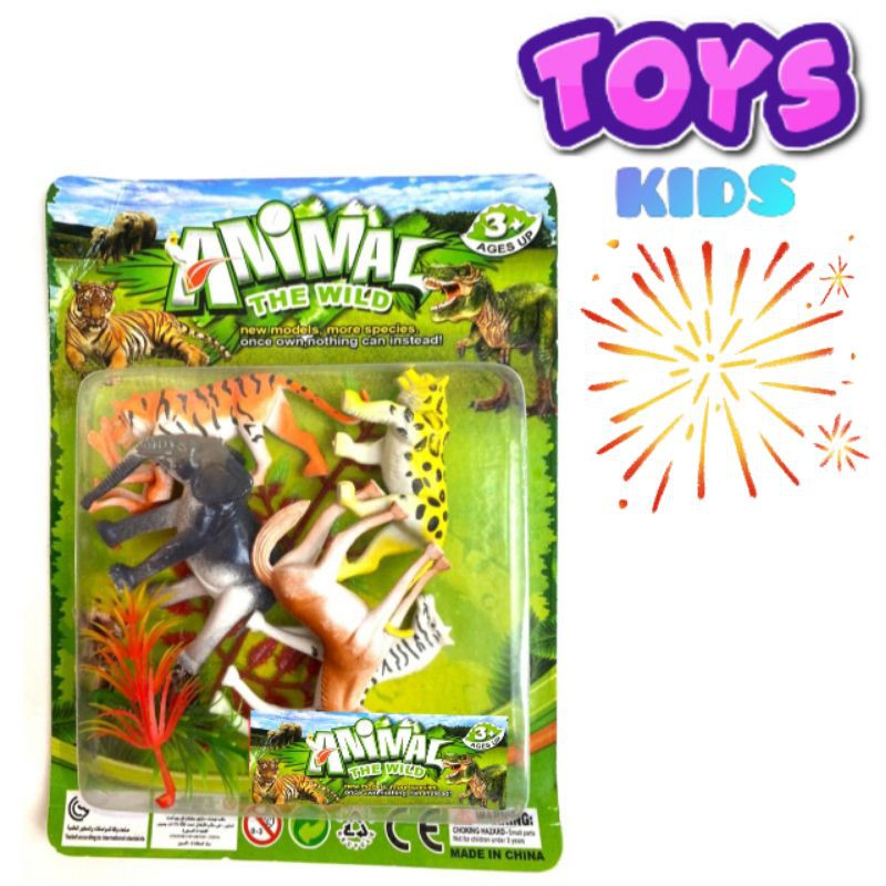 Mainan Binatang karet Wild Animal  isi 6pcs binatang