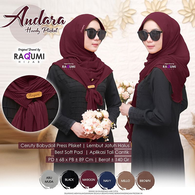 ANDARA PLISKET BY RAQUMI HIJAB ORIGINAL