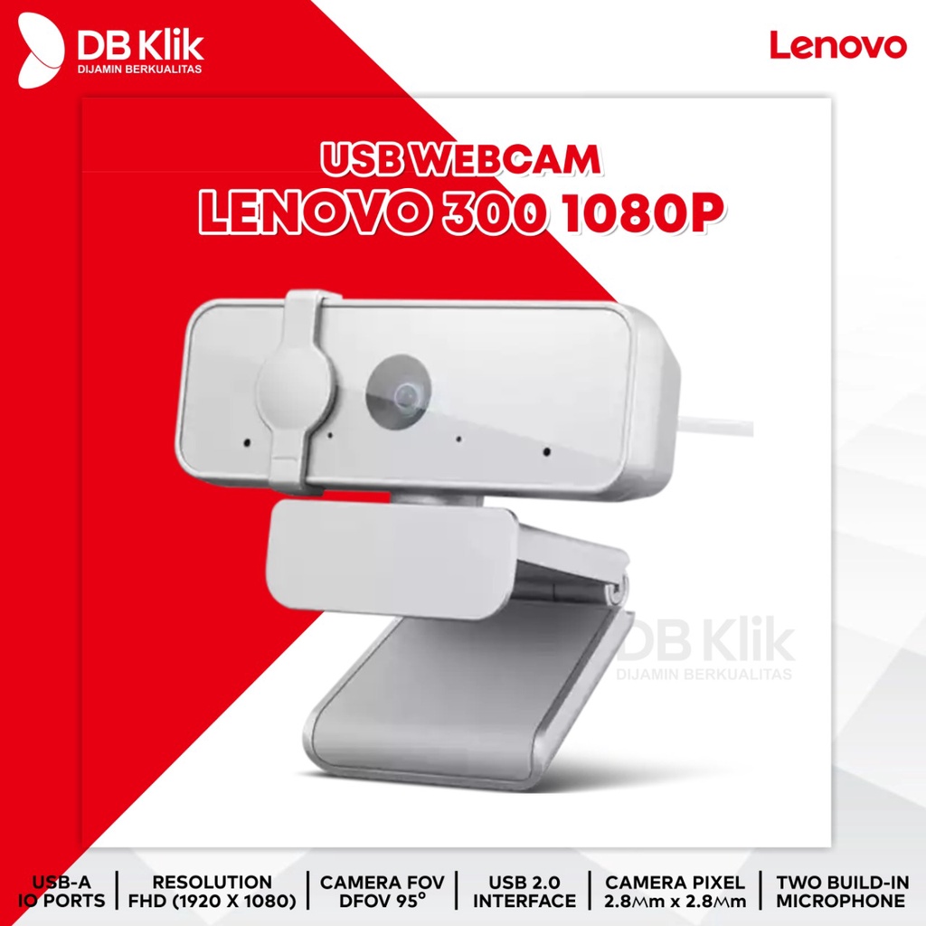 Webcam LENOVO 300 1080P Wired - Webcam Lenovo 300 FHD 2MP USB