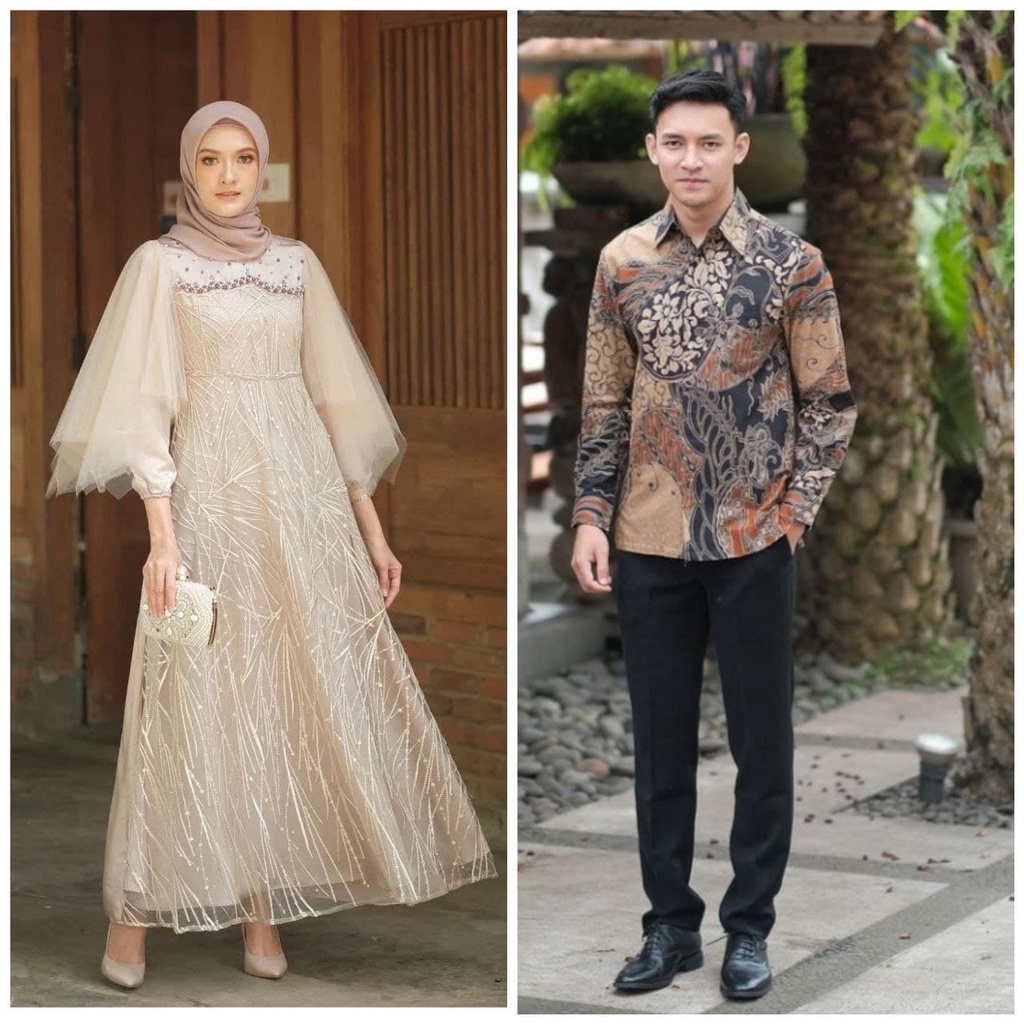 COUPLE GAMIS LUNA DRESS MODERN BAJU SYARI BUSANA MUSLIM SARIMBIT RAMADHAN KONDANGAN BAJU PASANGAN BATIK GAMIS TERBARU KEKINIAN JUMBO AKITA AKT