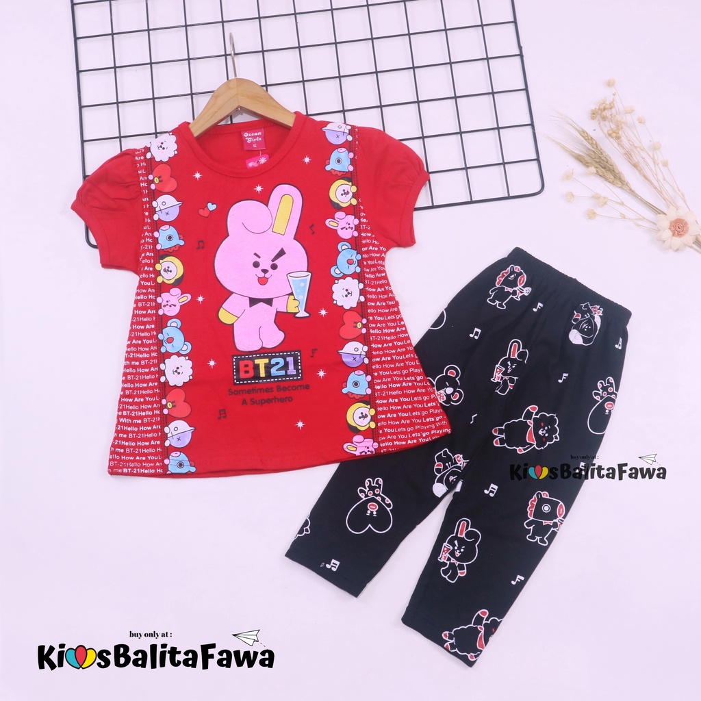 Setelan Plufy Kids Uk. 4-5 Tahun / Baju Kaos Anak Perempuan Set Legging Celana Panjang Cewek