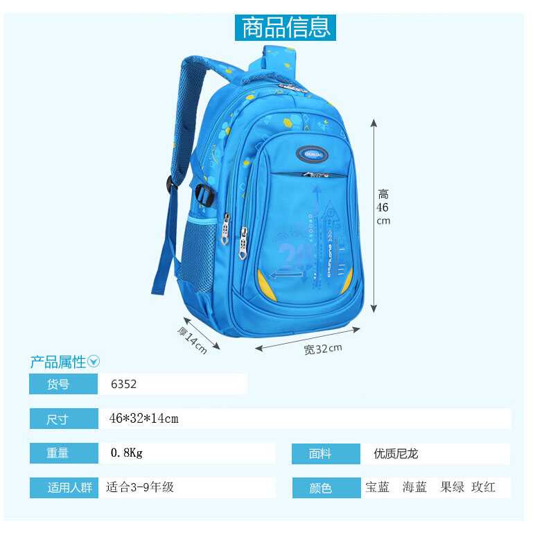 GS8 Tas Ransel Sekolah Anak Biru CHUNLONG