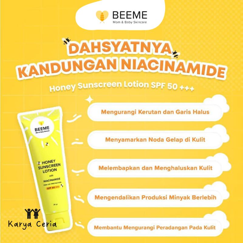 Beeme Sunscreen lotion SPF 50 Cream Niacinamide Krim Pelindung Sinar Matahari Anak Bayi dan Ibu Aftersun