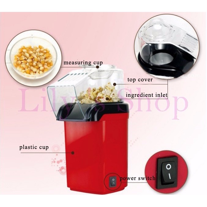 Minijoy Mesin Electric Popcorn Maker Hot Air Corn Machine 25x11x16 CM