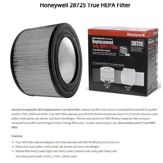 Honeywell Hepa Filter 28725