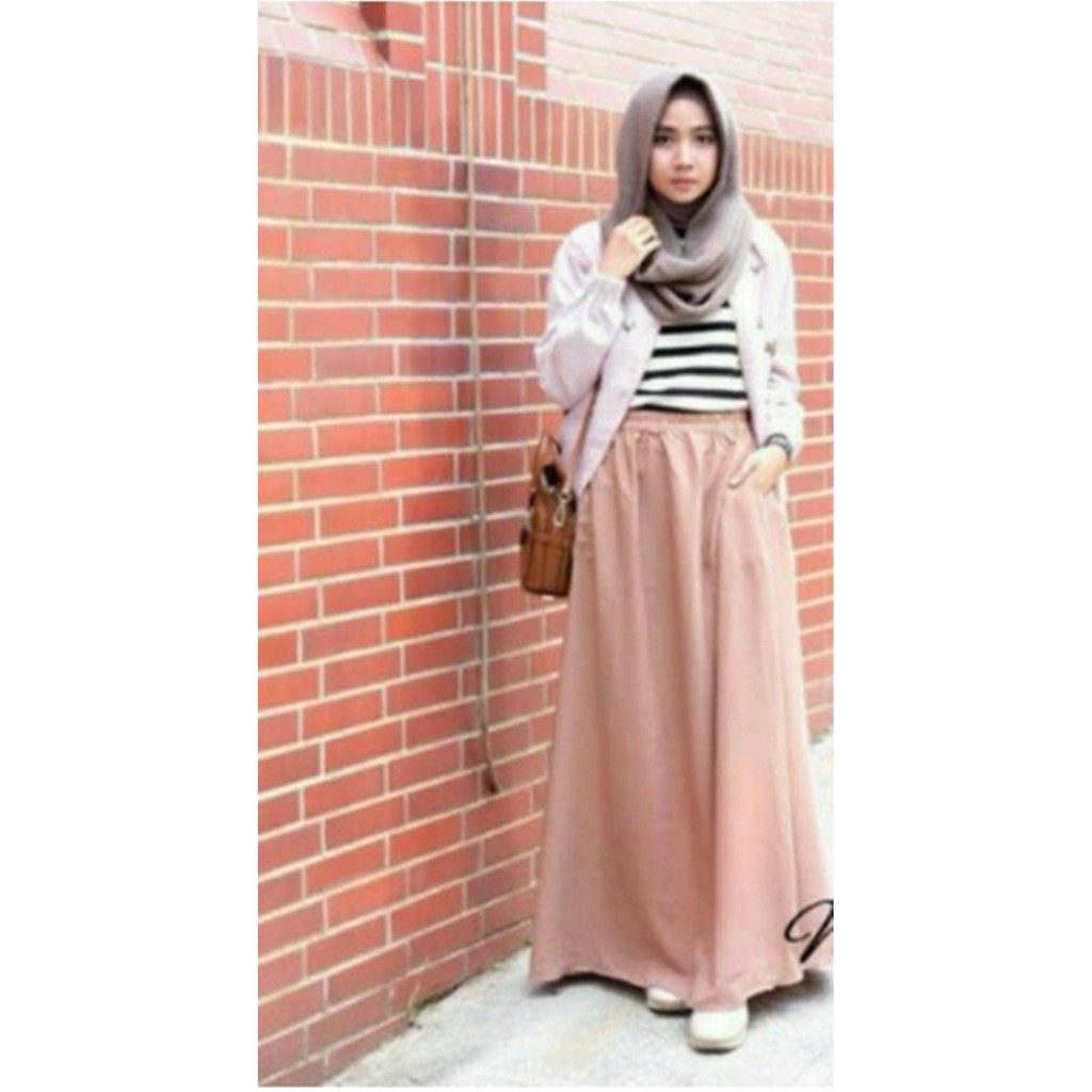 Rok Wolfis Wolvis Skirt Payung Bawahan Muslimah Syari / Rok Woolpeace Syar'i