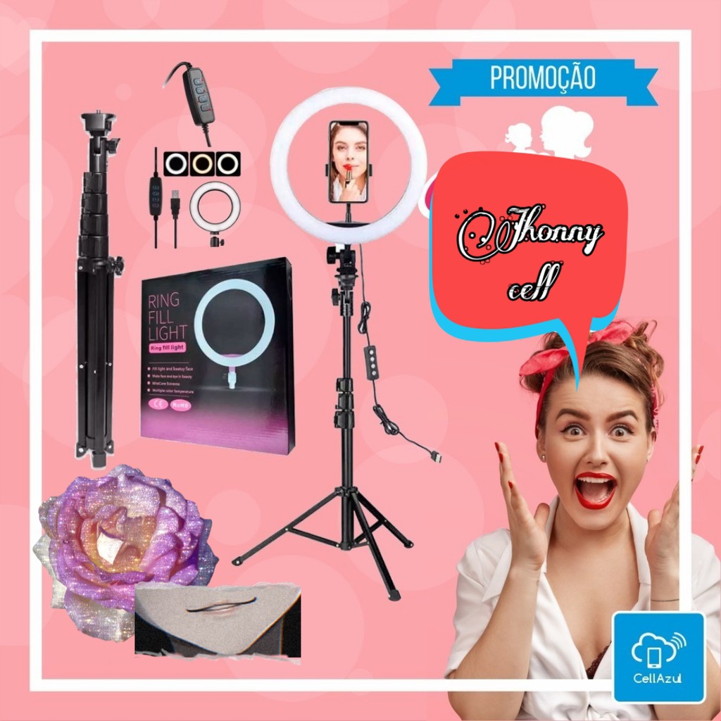 (JC) RINGLIGHT PLUS TRIPOD 2.1 M FOR STREAMING AND SELFIE 26CM