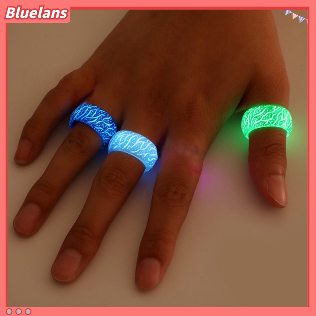 Bluelans Cincin Luminous Glow In The Dark Motif Retak Untuk Unisex