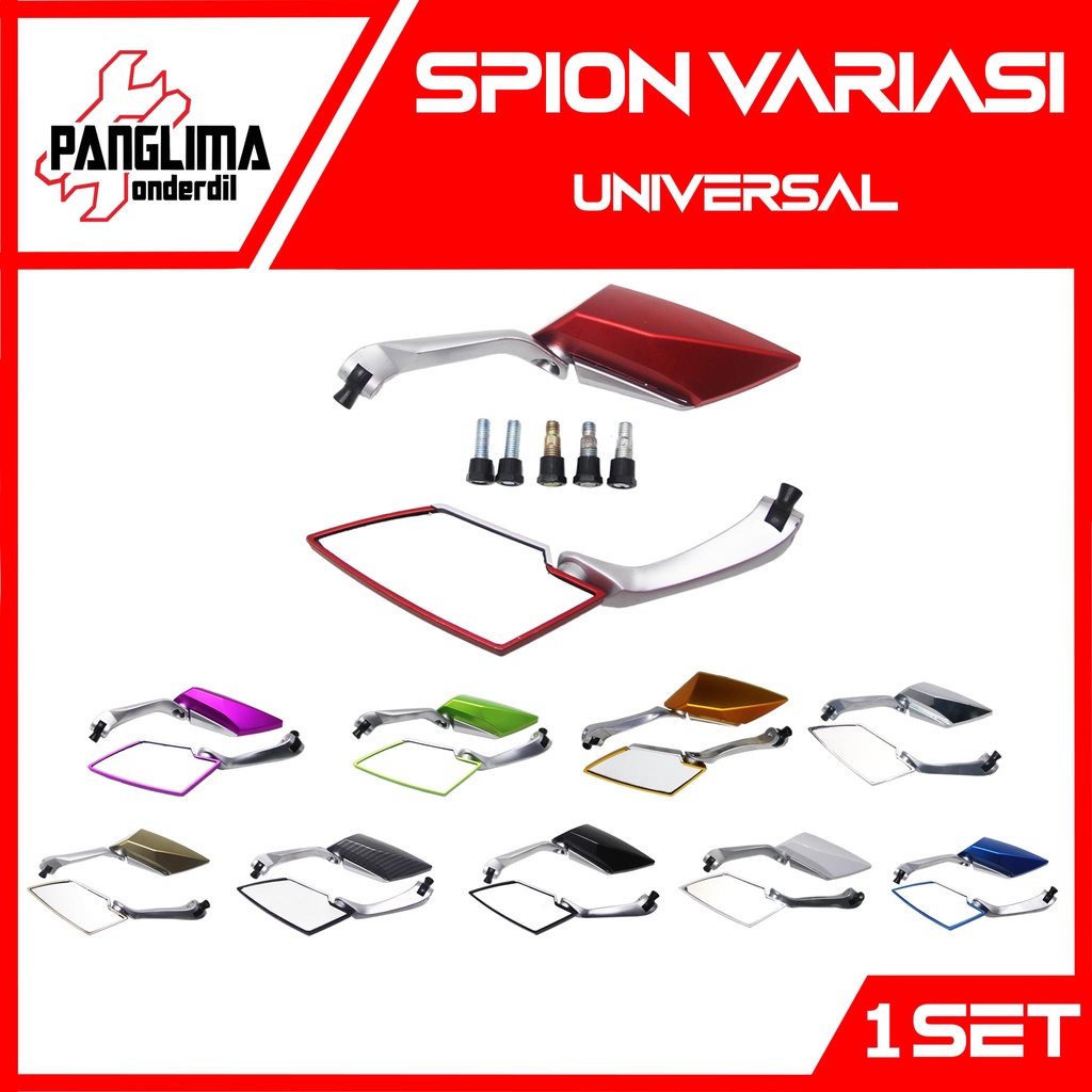 Spion Variasi Batman 3 Universal-Untuk Semua Jenis Motor Honda &amp; Yamaha &amp; Suzuki Warna Carbon-Silver-Putih-Biru-Coklat-Merah-Hijau-Ungu-Emas-Hitam Sepion-Kaca-Cermin Kanan-Kiri Set