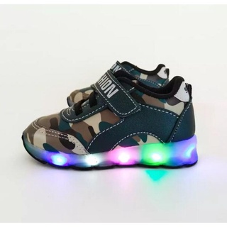 Sepatu anak laki-laki Lampu LED Motif Army terbaru