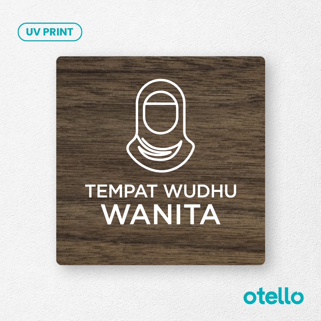 Signage Tempat Wudhu Wanita Sign Board Kayu Wooden Papan Mushola Label Nama Ruangan Tag Sticker Dinding