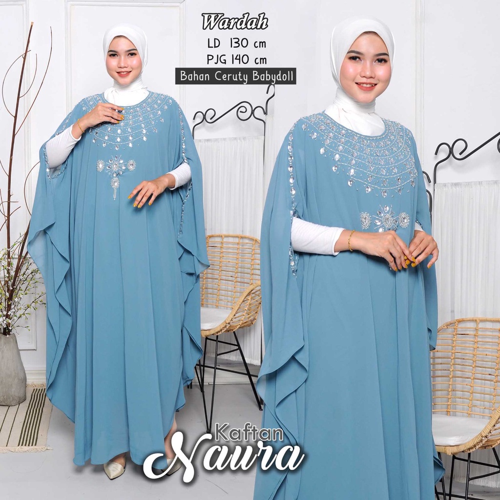 Arnis Kaftan Naura Jumbo Full Payet Mewah Bahan Ceruty Babydoll Fashion Muslim Gamis Kondangan