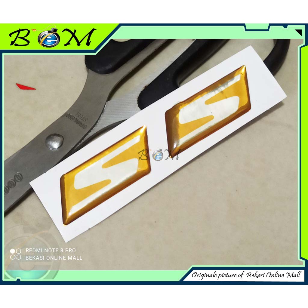 stiker sticker emblem logo timbul yamaha lexi s chrome gold silver
