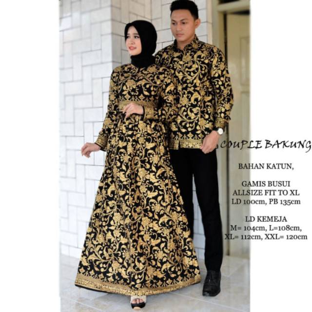 Batik Couple Sarimbit Prada Bakung Kemeja Lengan Panjang Gold Fz