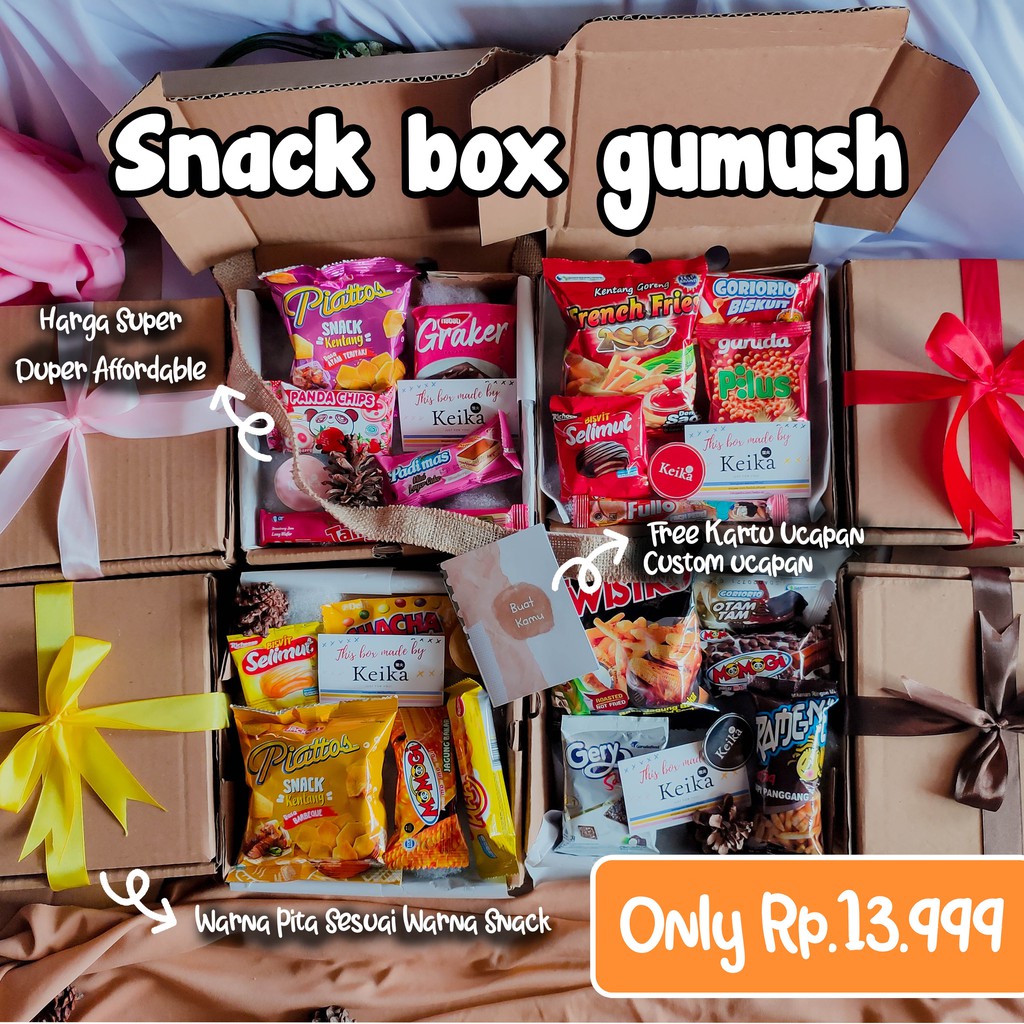 

Snack Box Gumush Hampers Gift Ultah Kado Cewek Cowok Warna Hitam Pink Merah Kuning Snackbox Lebaran