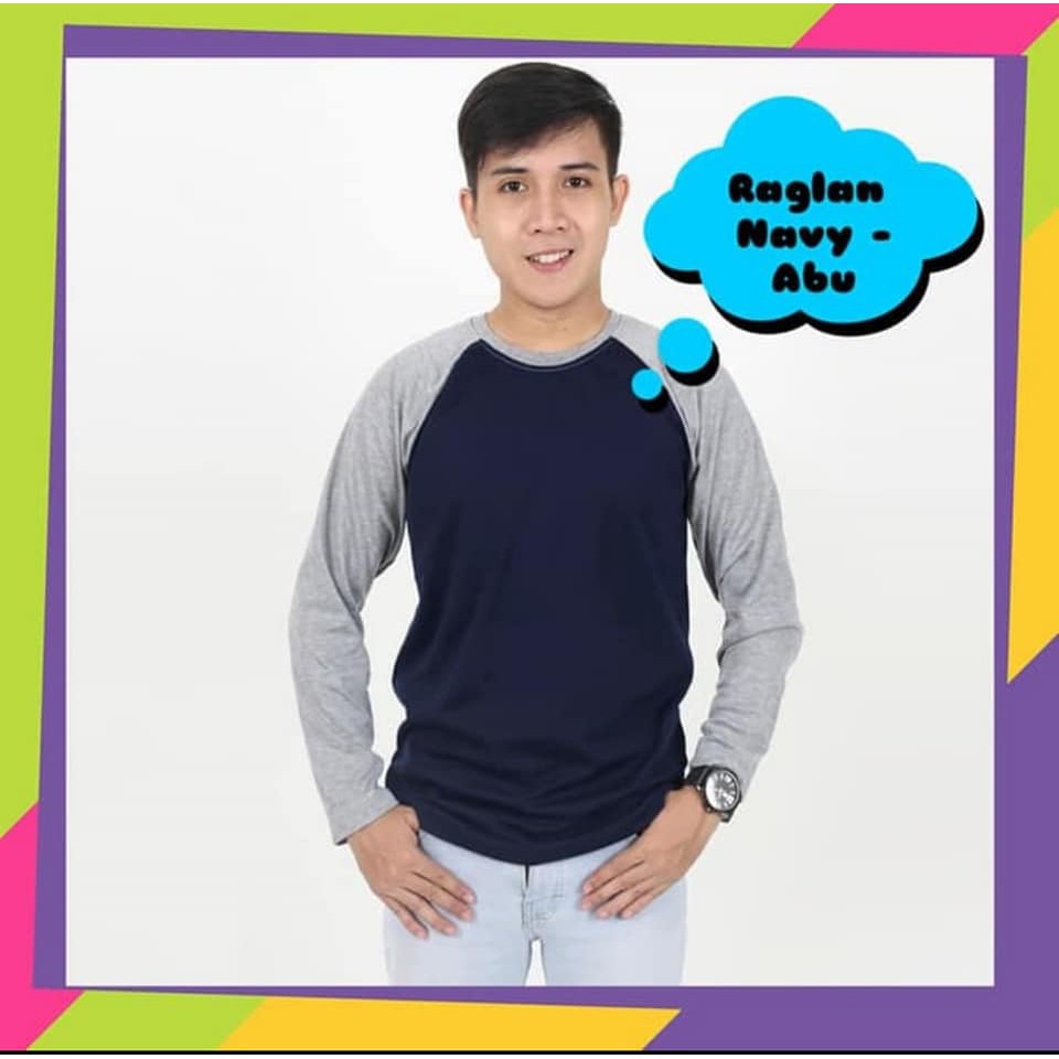Kaos RAGLAN NAVY lengan panjang - Raglan Polos pria - WINSTAR POLOS - RAGLAN - KAOS POLOS RAGLAN