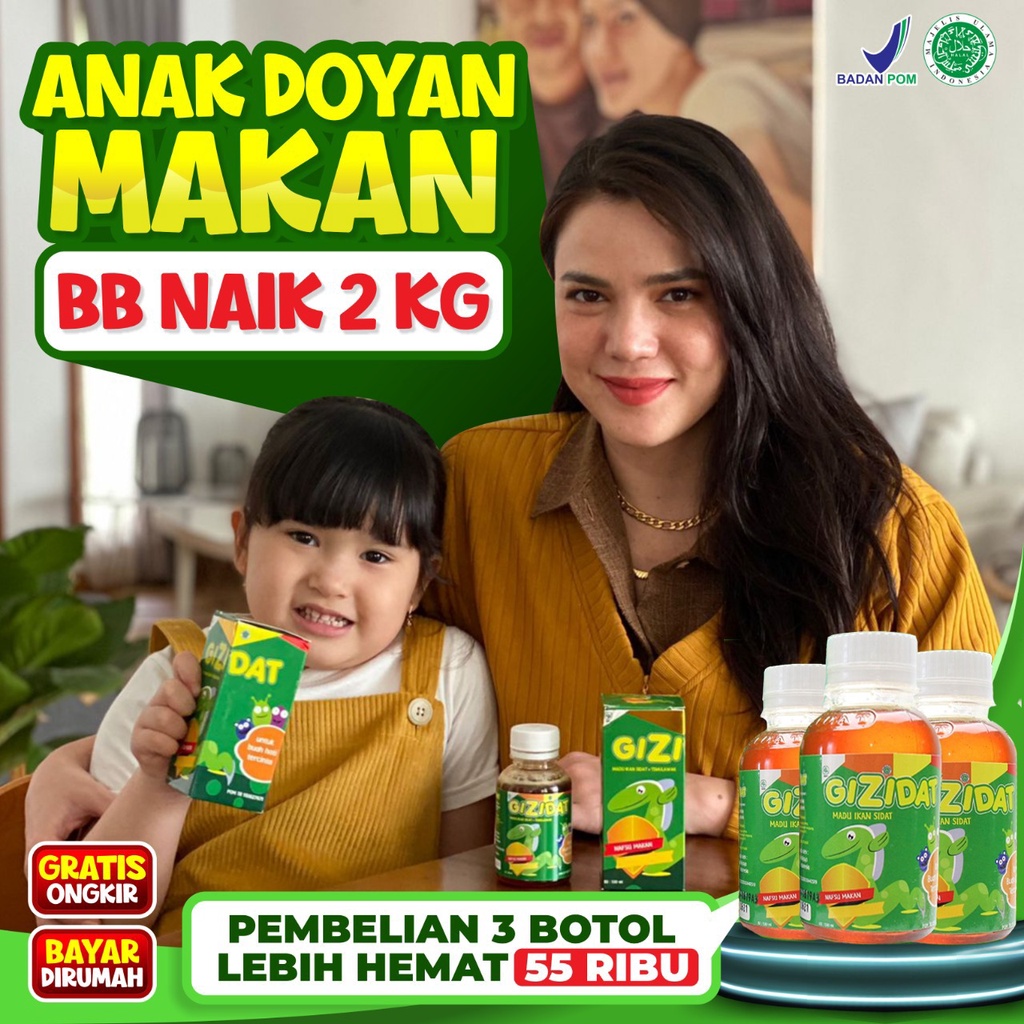 Gizidat Original Madu Anak - Vitamin Penambah Nafsu Makan Anak Penggemuk Berat Badan Atasi Flek Tbc