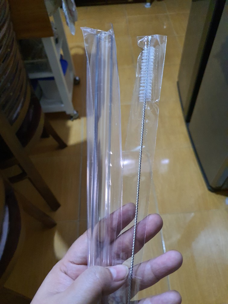 Suji Straight Large Glass Straw Set, Straw And Brush