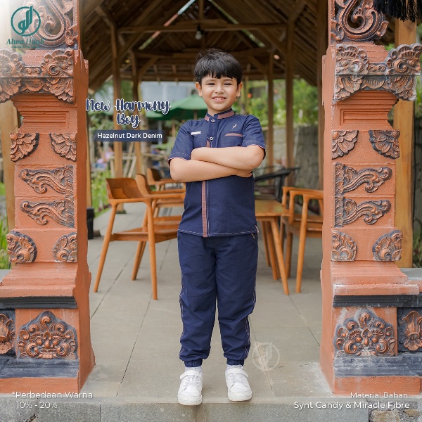 NEW HARMONY HAZELNUT DARK DENIM BY ALWA HIJAB - SARIMBIT KELUARGA