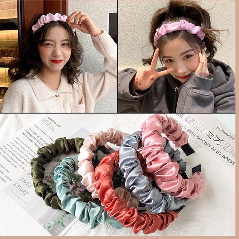 Bando Scrunchie Anti Patah / Bando Nagita PREMIUM / Bando Korea / Kerut Ruffle Satin