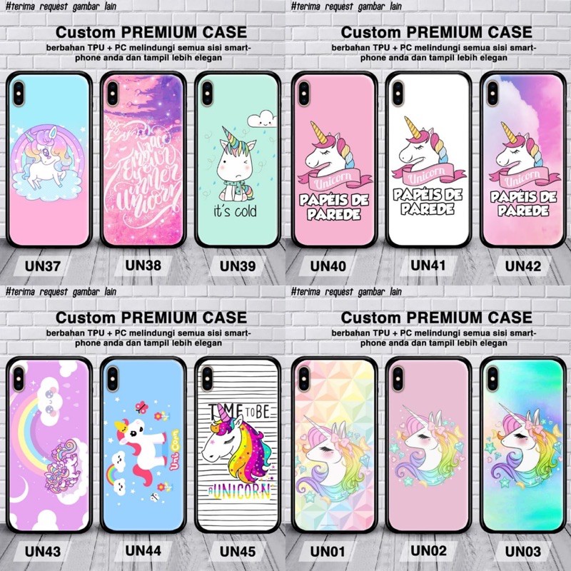 premium custom case unicorn vivo y11,y12,y12i,y15,y17,y19,y30,y30i,y50,s1,s1 pro,z1 pro glass case