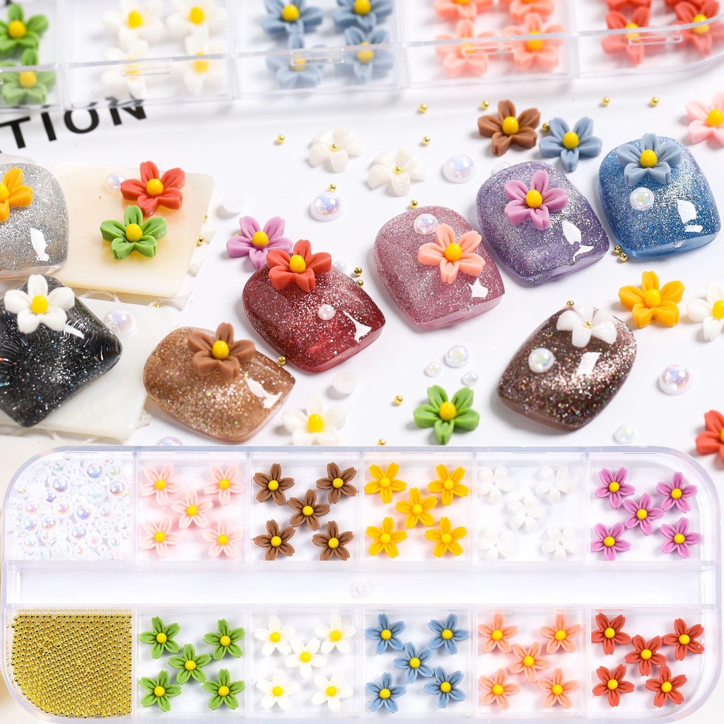 Agustinina Bunga Nail Art Perhiasan Resin Manicure Charm Fashion DIY Aksesoris Nail Art