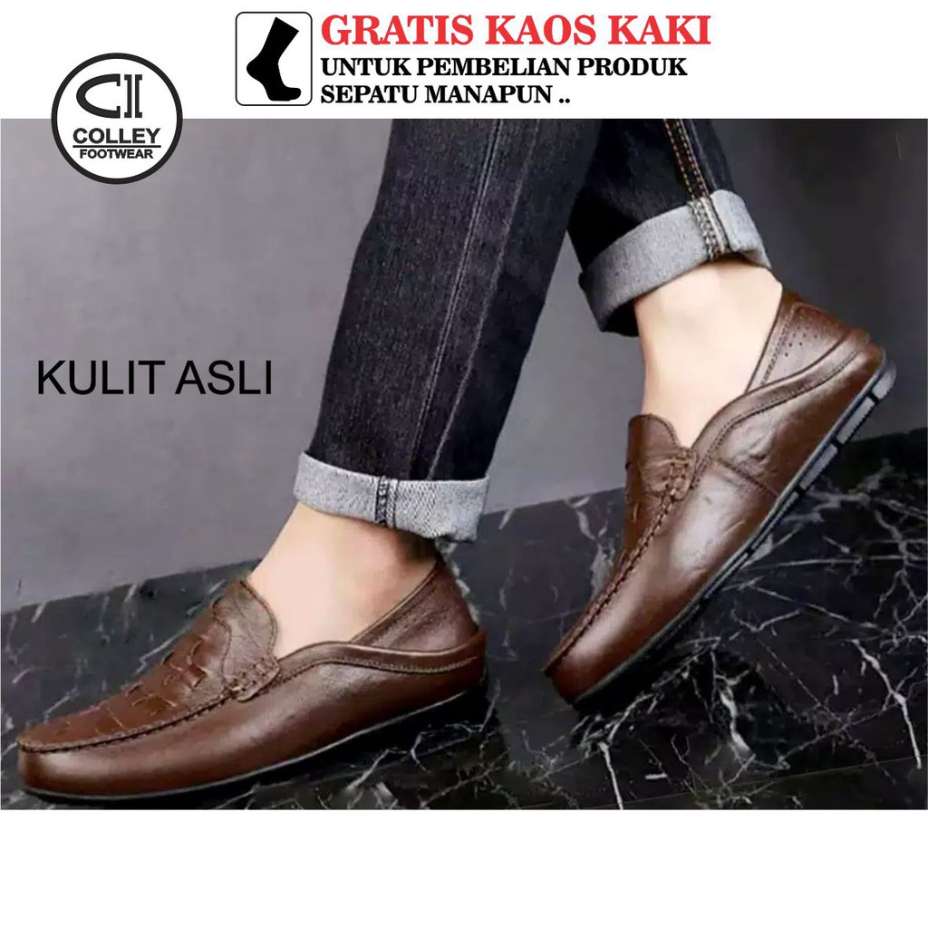 COD - SEPATU KANTOR PRIA 100% KULIT ASLI - COKELAT HITAM CLY-SMK-016