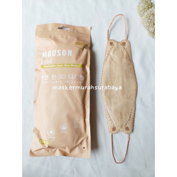 Masker Mouson KF94 Apricot 1 Pack isi 10pcs / Masker KF94 Mouson Coklat muda