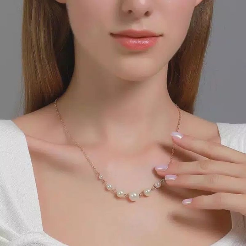 Anne Pearl Korean Necklace Kalung Korea Rantai Mutiara