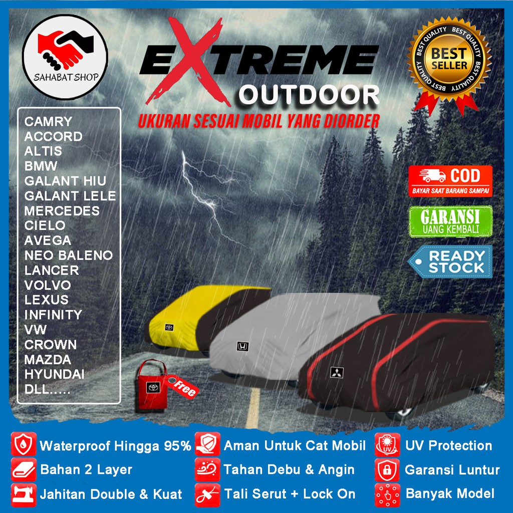 Car Body Cover Sarung Mobil Waterproof Sedan Camry Altis Civic Accrod Cielo Prestige BMW Mercedes Mercy Tutup Mantel Penutup Jas Selimut Pelindung Anti Air Panas Outdoor Aksesories Exsterior