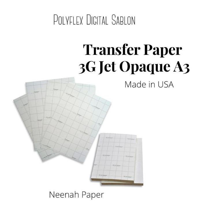 

☺ 3G JET OPAQUE TRANSFER PAPER DARK MADE IN USA Ukuran A3 ✾
