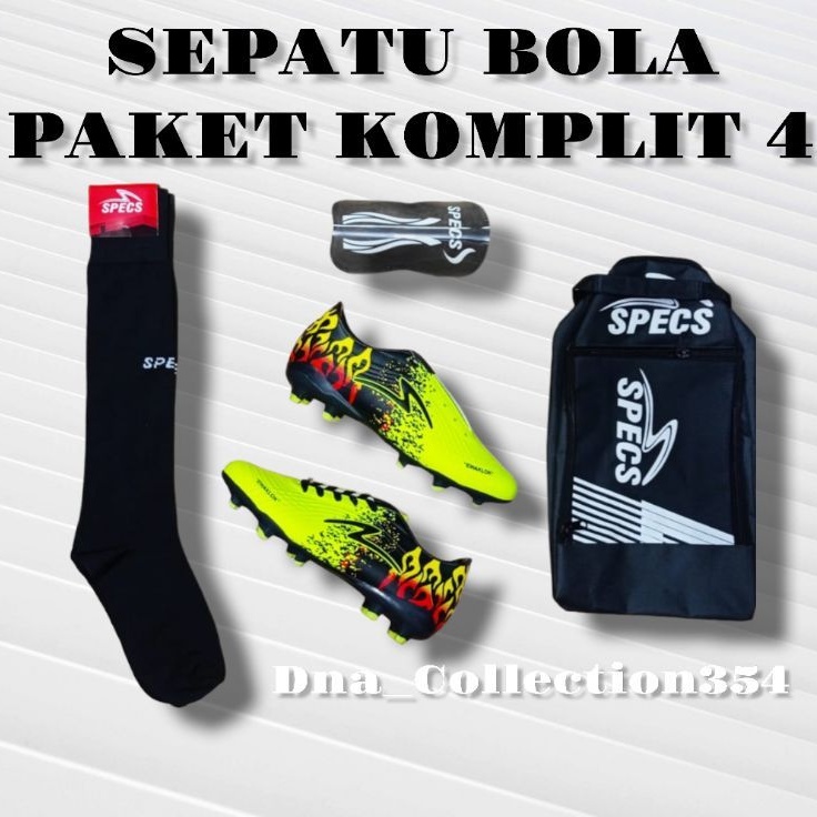 Sepatu Bola SPECS Ewaklok Terlaris Best Seller Grade Original Komplit Fullset Tas Deker Kaos Kaki
