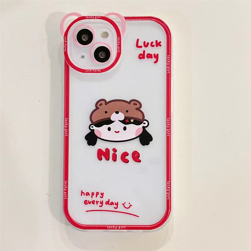 Soft Case Silikon TPU Transparan Motif Anak Laki-Laki / Perempuan Untuk IPhone 11 12 13 Pro X XR XS Max 6 6S 7 8 Plus