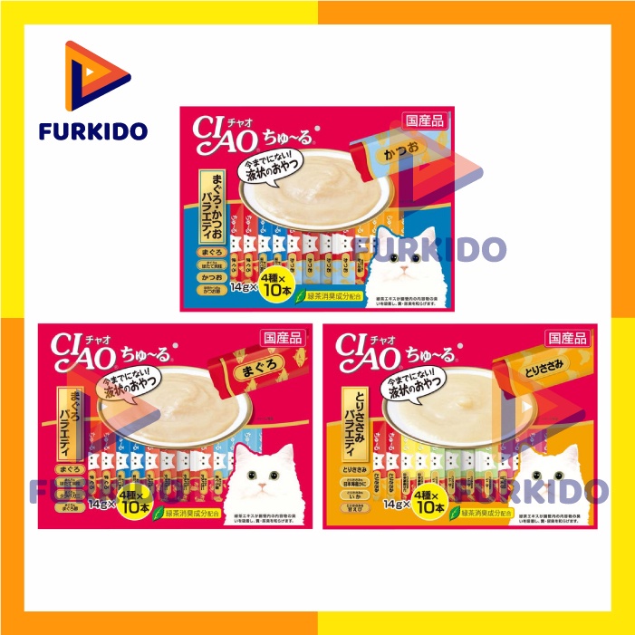 CIAO Liquid Paket Snack Kucing / CIAO Chu ru Variety 40 Pcs All Series