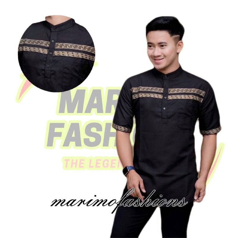 Baju Koko Kurta Pria Dewasa Lengan Pendek Material Catton Adem Serap Keringat