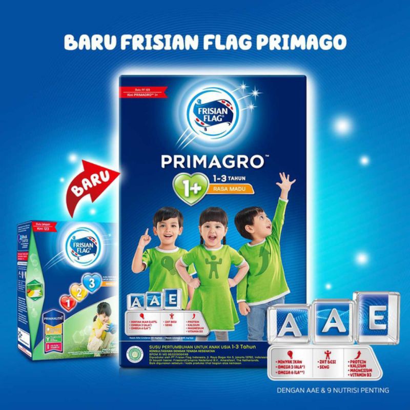 Susu Anak 1+ Frisian Flag Primagro Rasa Madu 150gr | Susu Anak Rendah Gula Frisian Flag Primagro
