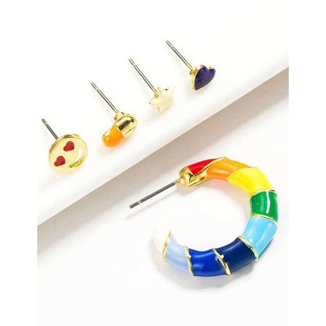 LRC Anting Tusuk Fashion Color Irregular Geometric Earrings D28837